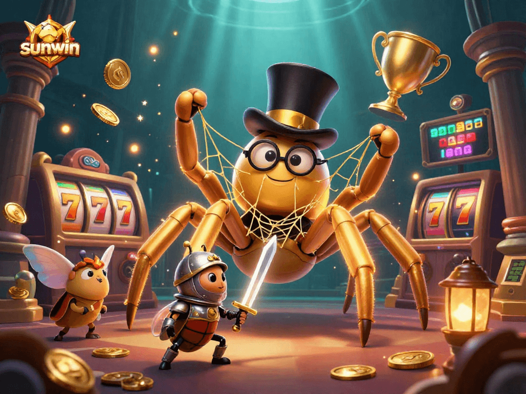 Experience sunwin's thrilling casino adventure with golden characters and vibrant gaming elements.