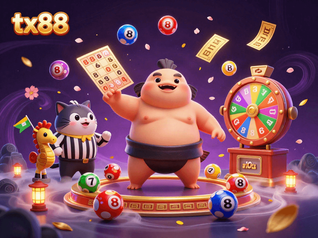 Engage with tx88's vibrant underwater casino scene featuring a fugu referee and colorful elements.