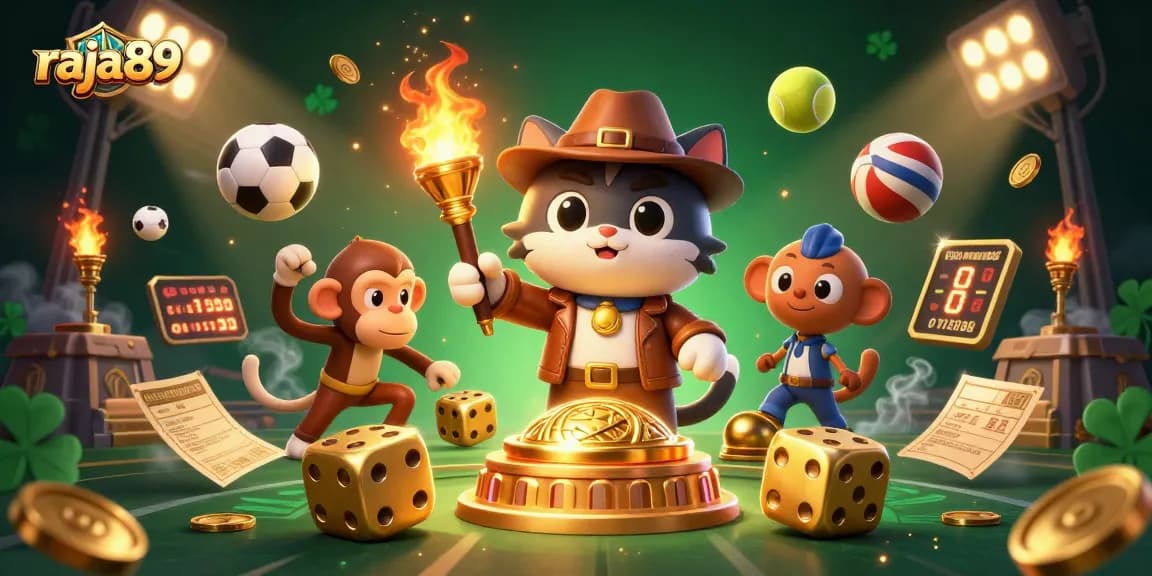 Enhance your game experience with raja89's golden casino artifact discovery in a vibrant dynamic scene.