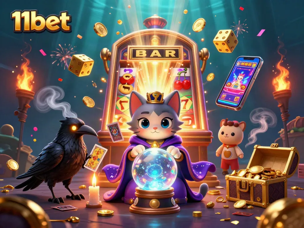 Experience thrilling winnings at 11bet with a captivating 3D casino scene filled with excitement.