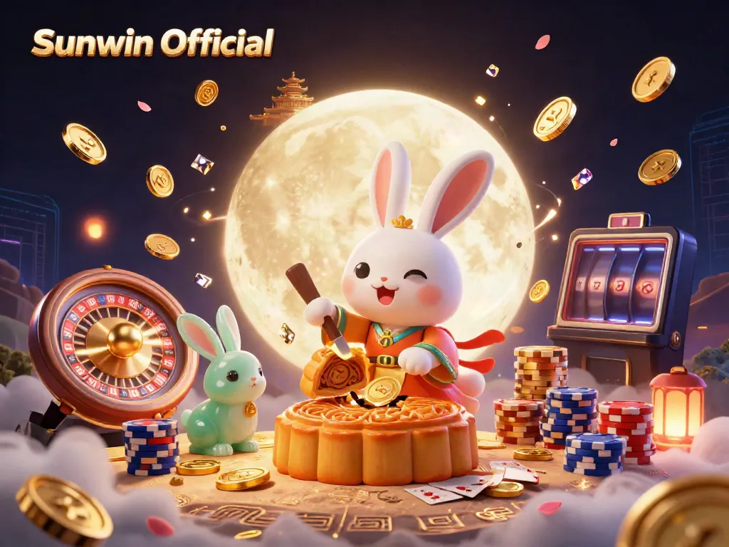 Engage in exciting gaming activities at Sunwin Official with a whimsical 3D casino scene.