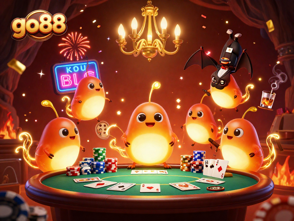 go88 energizes the poker scene with glowworms and a bat dealer lighting up the casino atmosphere