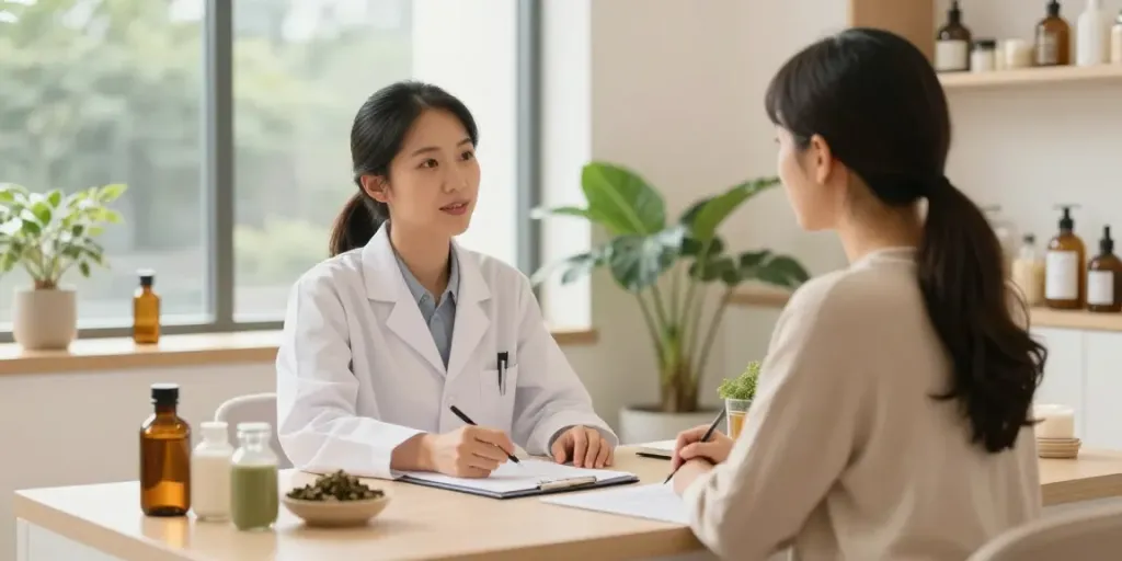 Women's Nutritionist Surrey consultation in a calming clinic setting.