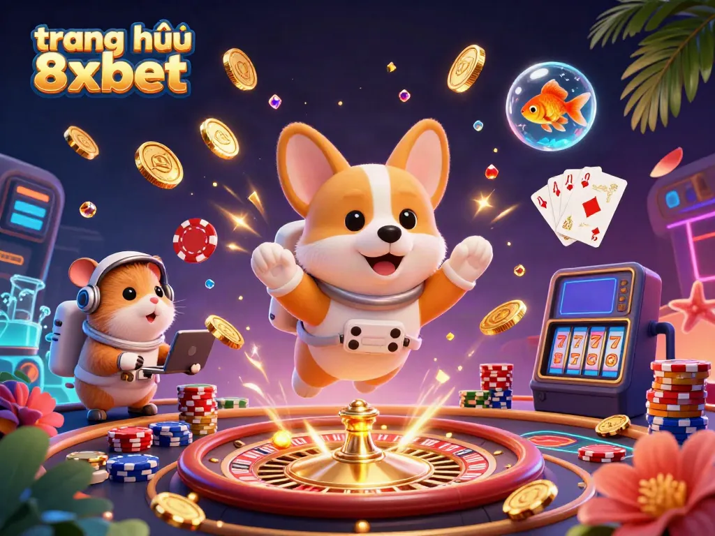 Engage with the thrilling experience of "trang chủ 8xbet" in a vibrant casino scene with dynamic elements.