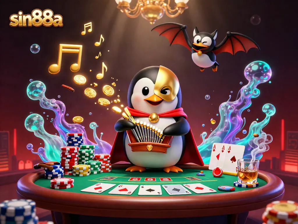 Experience the thrill of winning at sin88a while playing poker surrounded by animated characters.